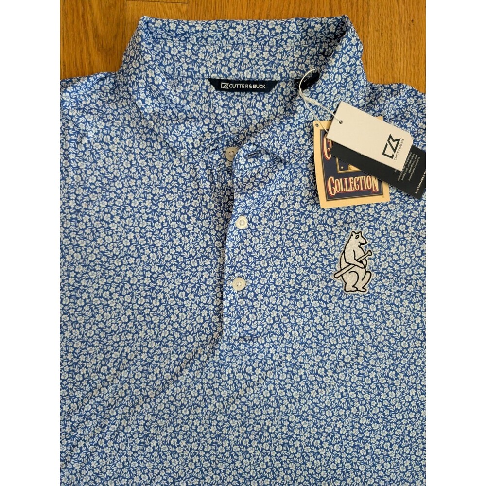 Chicago Cubs Polo Shirt Mens 3XL Cutter & Buck Floral All Over Print Golf NWT